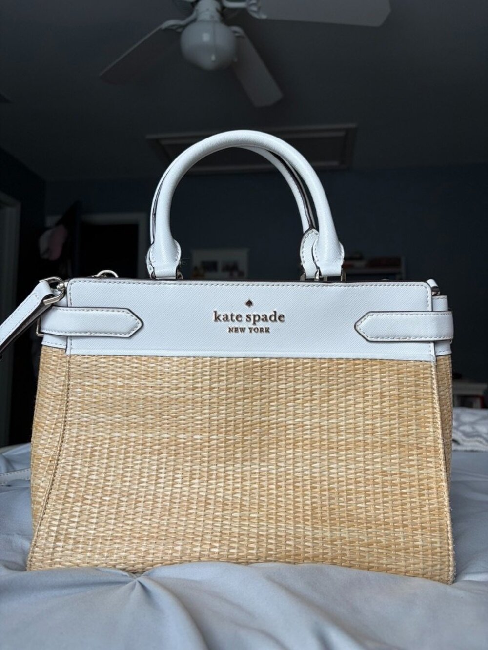 Kate Spade New York woven satchel handbag